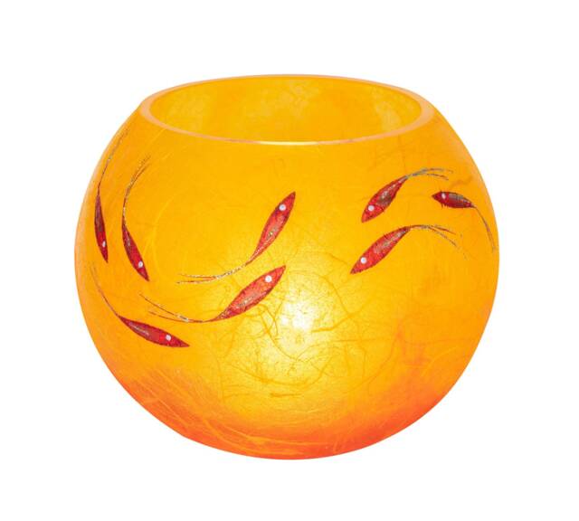 Handmade Strawsilk Glass Fish Candle Holder Golden Orange - image 1