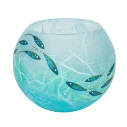 Handmade Strawsilk Glass Fish Candle Holder Golden Orange - thumbnail 4