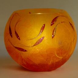 Handmade Strawsilk Glass Fish Candle Holder Golden Orange - thumbnail 3