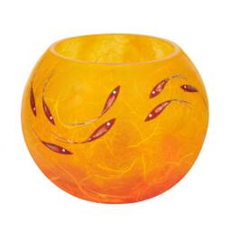 Handmade Strawsilk Glass Fish Candle Holder Golden Orange - thumbnail 2
