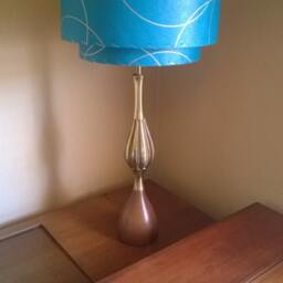 Mid Century Vintage Style 2 Tier Fiberglass Lamp Shade Modern Atomic Retro Teal Gld - thumbnail 3