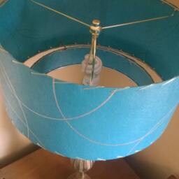 Mid Century Vintage Style 2 Tier Fiberglass Lamp Shade Modern Atomic Retro Teal Gld - thumbnail 2