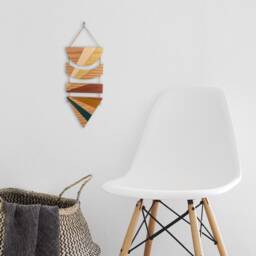 Geometric Wood Wall Hanging - Earth Tones Art Vertical Southwest Decor - thumbnail 2