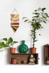 Geometric Wood Wall Hanging - Earth Tones Art Vertical Southwest Decor - thumbnail 1