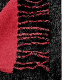 Reversible 100% Baby Alpaca Woven Throw Blanket ~ Dk Gray/Red - thumbnail 2