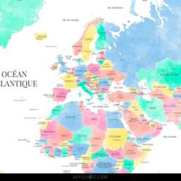 Colorful World Map - Wall Poster With Country Names & Capitals Art For Living Room, Bedroom Or Playroom - thumbnail 3