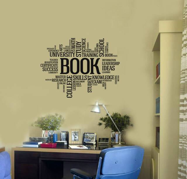 Book Vinyl Wall Decal Reading Room Library Shop Words Cloud Interior Stickers Mural - #2875Di - image 1