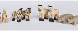 Hand Carved Wooden Noah's Ark Animals Llama's, Zebra's, Horse & Rhinoceros - thumbnail 1