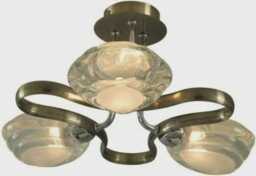 Antique Brass Flush Ceiling Light - Three Globe Vintage Pendant Fixture - thumbnail 4