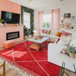 Red White Diamond Moroccan Rug - Kilim Berber Living Room Decor Boho Accent Handwoven Geometric Area Carpet - thumbnail 3