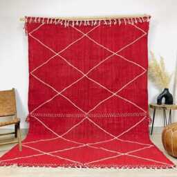 Red White Diamond Moroccan Rug - Kilim Berber Living Room Decor Boho Accent Handwoven Geometric Area Carpet - thumbnail 1