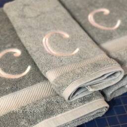 Monogrammed Cotton Bath Towel Embroidered Initial, August Ave - thumbnail 4
