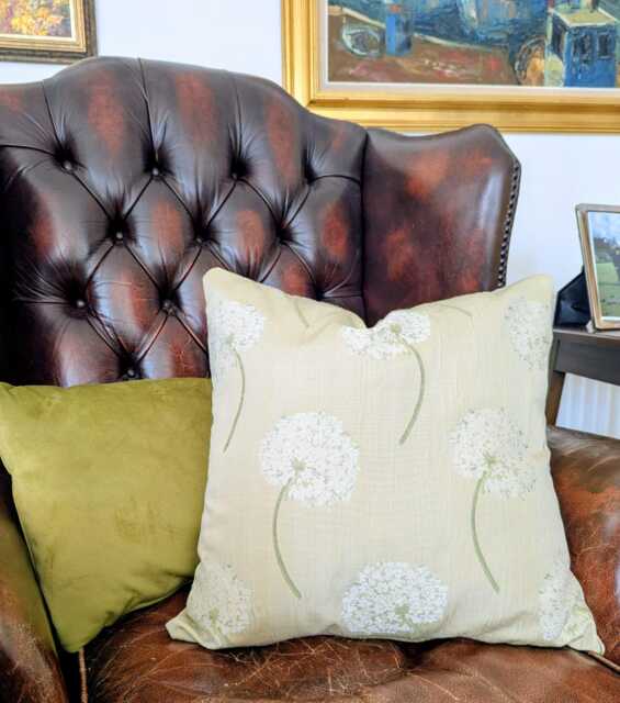 Handmade Sage Green Hydrangea Cushion Cover, Jacquard Floral Pillow - image 1