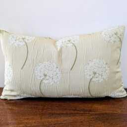 Handmade Sage Green Hydrangea Cushion Cover, Jacquard Floral Pillow - thumbnail 2