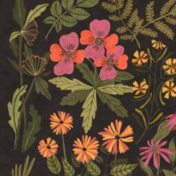 Wildflowers Botanical Art Print Vintage Floral Illustration, Dark Flowers Poster - thumbnail 3
