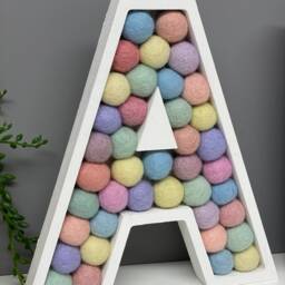 Wooden Felt Pom Filled Letter - A-Z Wall Letters Nursery Decor Rainbow - thumbnail 3