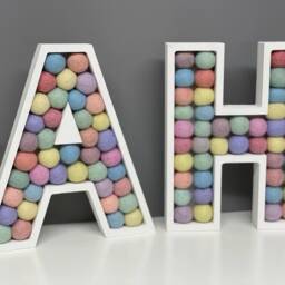 Wooden Felt Pom Filled Letter - A-Z Wall Letters Nursery Decor Rainbow - thumbnail 2