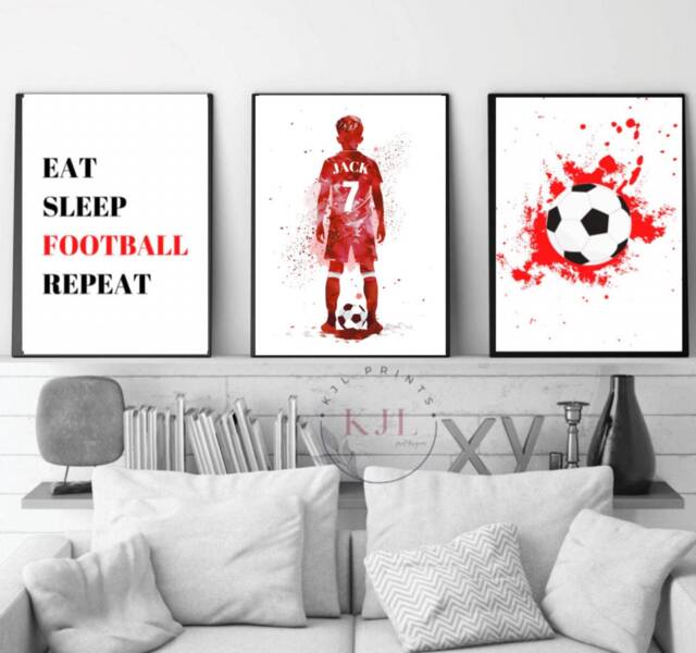 Personalized Football Prints Set Of 3, Custom Colors - image 1