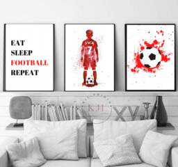 Personalized Football Prints Set Of 3, Custom Colors - thumbnail 1