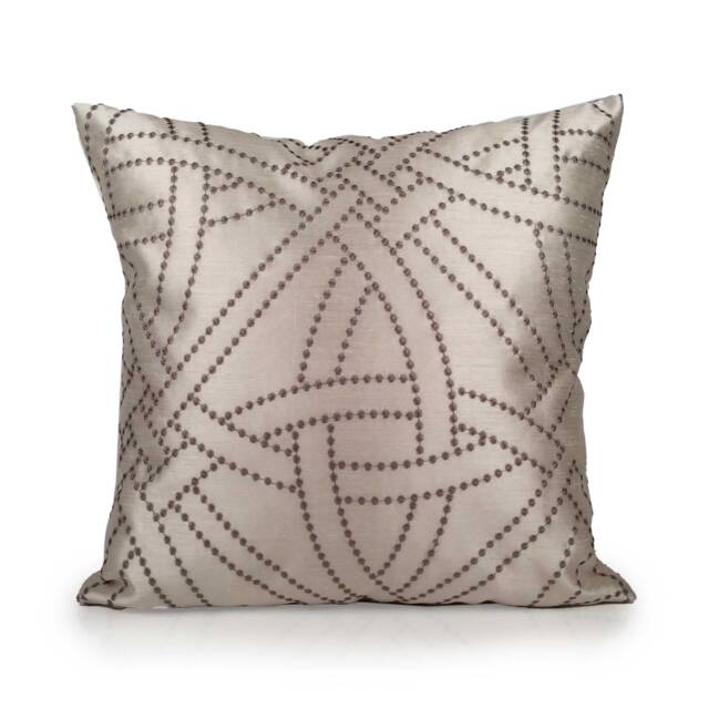Off White/Tan Embroidered Pillow Cover, Decorative Throw Cushion Toss Pillow, Geometric Lumbar Pillow, Boutique Pillows - image 1