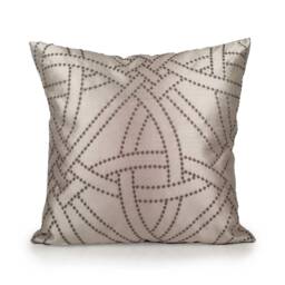 Off White/Tan Embroidered Pillow Cover, Decorative Throw Cushion Toss Pillow, Geometric Lumbar Pillow, Boutique Pillows - thumbnail 1