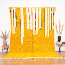 Authentic Moroccan Rug, Yellow Beniouarain Rug 6x10 Ft - thumbnail 1