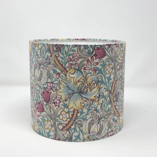 William Morris Golden Lily Drum Lampshade in A Pink & Teal Colourway - image 1