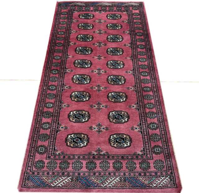 3x6 Pink Color Bokhara Rug - 0.90x1.85 Bedroom Luxury Area Turkish Fine Quality Afghan - image 1