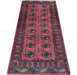 3x6 Pink Color Bokhara Rug - 0.90x1.85 Bedroom Luxury Area Turkish Fine Quality Afghan - thumbnail 1