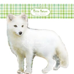 Arctic Fox Wall Decal, Polar Sticker, Watercolor Woodland White Fox, Sticker - thumbnail 2