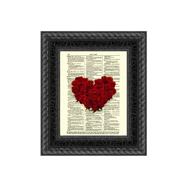 Rose Heart Print On 1897 Dictionary Page Unique Wall Art - image 1