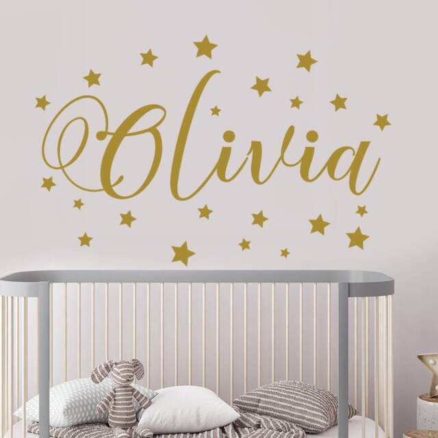 Personalized Name Wall Decal, Girls Stickers, Girl Nursery Bedroom Decor, Gold Decor, Custom Vinyl Name, Gold Dm118 - image 1