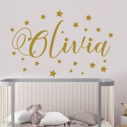Personalized Name Wall Decal, Girls Stickers, Girl Nursery Bedroom Decor, Gold Decor, Custom Vinyl Name, Gold Dm118 - thumbnail 1