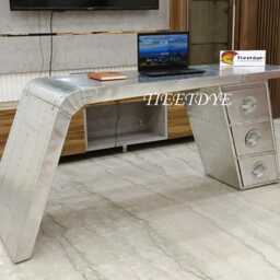 Tieetdye Aviator Wing Desk Aluminium Home Office Furniture Three Drawer - thumbnail 3