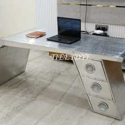 Tieetdye Aviator Wing Desk Aluminium Home Office Furniture Three Drawer - thumbnail 2