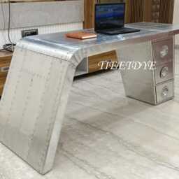 Tieetdye Aviator Wing Desk Aluminium Home Office Furniture Three Drawer - thumbnail 4