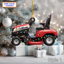Personalized Lawn Mowers Christmas Ornament 2025, Riding Mower Tree Hanging Decoration With Xmas Lights, Holiday Gift - thumbnail 2