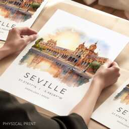Seville Art Print, Travel Poster, Spain Art, Gift, Europe Housewarming, Holiday Gifts, Cards - thumbnail 1