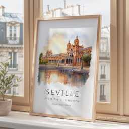 Seville Art Print, Travel Poster, Spain Art, Gift, Europe Housewarming, Holiday Gifts, Cards - thumbnail 3