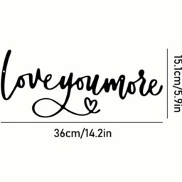 Love You More Wooden Script Sign Hallway Home Door Wall Decor Sticker Black - thumbnail 2
