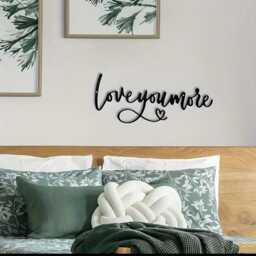 Love You More Wooden Script Sign Hallway Home Door Wall Decor Sticker Black - thumbnail 3
