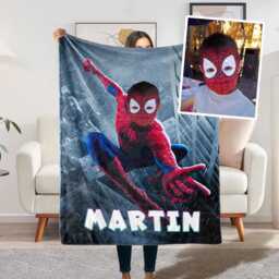 Personalized Comic Hero Blanket, Custom Face Swap Throw, Unique Kids Gift - thumbnail 1