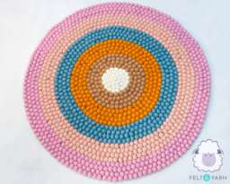 Desert Bloom Theme Six Color Felt Ball Rug, Round Felted Pom Carpet For Living Room & Bed Decor, Nursery Rugs Kids Playroom