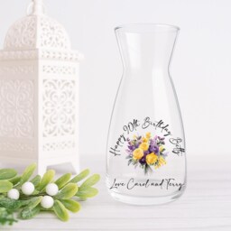 Personalised Happy Birthday Glass Vase - Gift 21st 30Th 40Th 50Th -60Th -80Th 90Th 100Th- Milestone - thumbnail 2