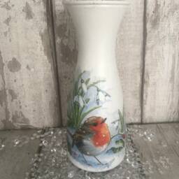 Robin Vase - Decoupage Lovers , Red Robin, Gifts Vase, Robins - thumbnail 2