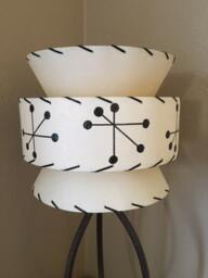 Mid Century Vintage Style Tapered 3 Tier Fiberglass Lamp Shade Starburst Atomic Ivory - thumbnail 3