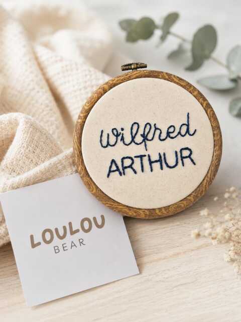 Personalised Baby Named Embroidered Hoop. Nursery Decor, Photo Or Announcement Prop - image 1