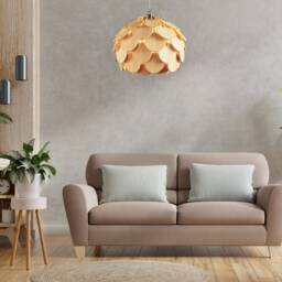 Noor Mid-Century Modern Wood Pendant Lamp Lotus Design, E26-27 Base - thumbnail 3