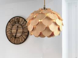 Noor Mid-Century Modern Wood Pendant Lamp Lotus Design, E26-27 Base - thumbnail 1