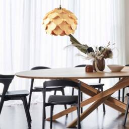 Noor Mid-Century Modern Wood Pendant Lamp Lotus Design, E26-27 Base - thumbnail 2